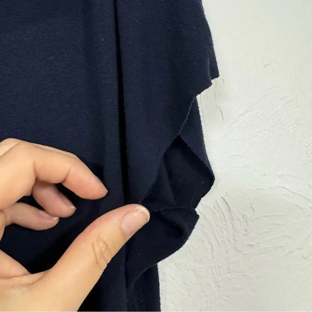 Bailey 44 Navy Blue Zip Boat Neck Y2K Blouse Womens L Preppy Girly Short Sleeve - Picture 7 of 11